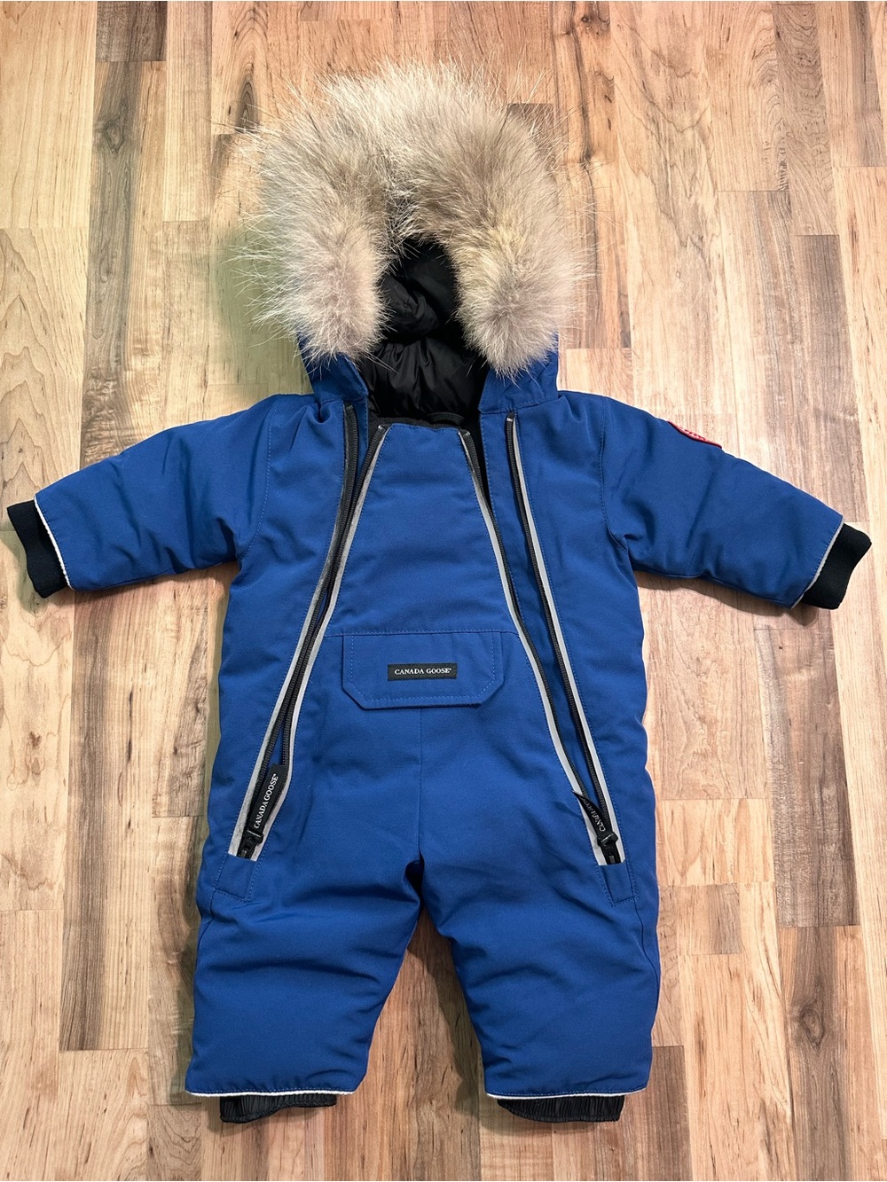 Canada Goose Royal Blue Insulated Snowsuit with Fur-Trim Hood